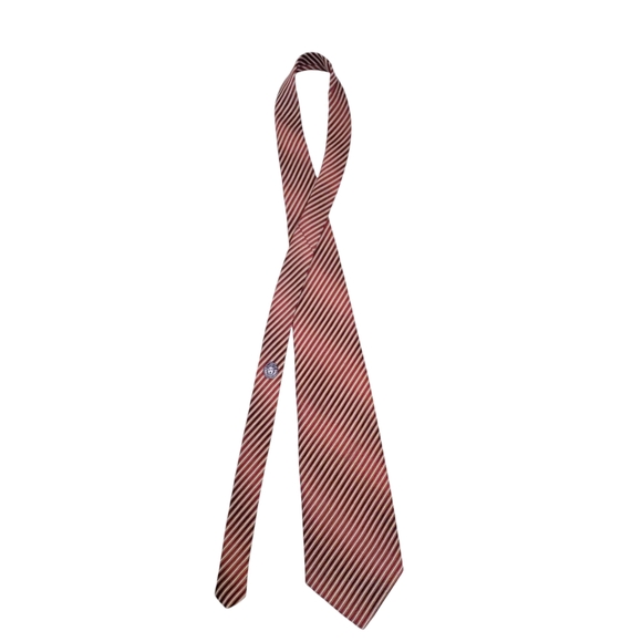Gianni Versace Red Stripe Silk Tie with Medusa Logo - Picture 9 of 9